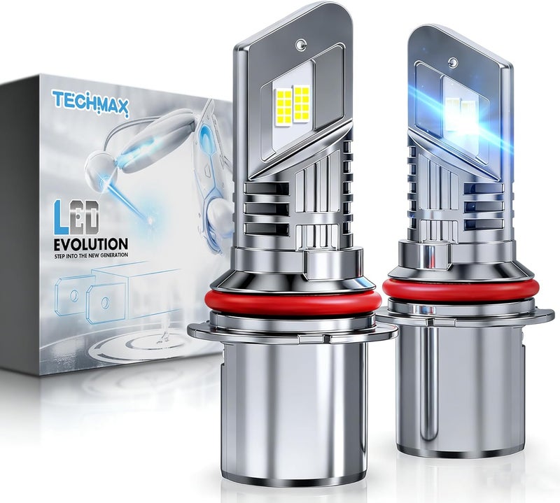 TechMax 9007 Light Bulbs, 9007 Fog Light Bulb w/Fan 30000lm 600% Bright 6500K Wireless Direct Insertion Plug and Play, Pack of 2 - Image 1